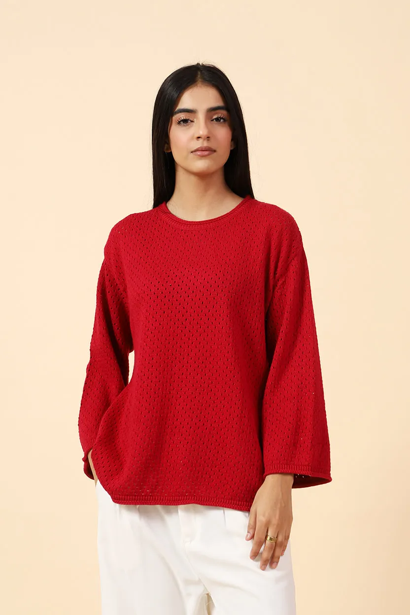 CROCHET KNIT OVERSIZED TOP