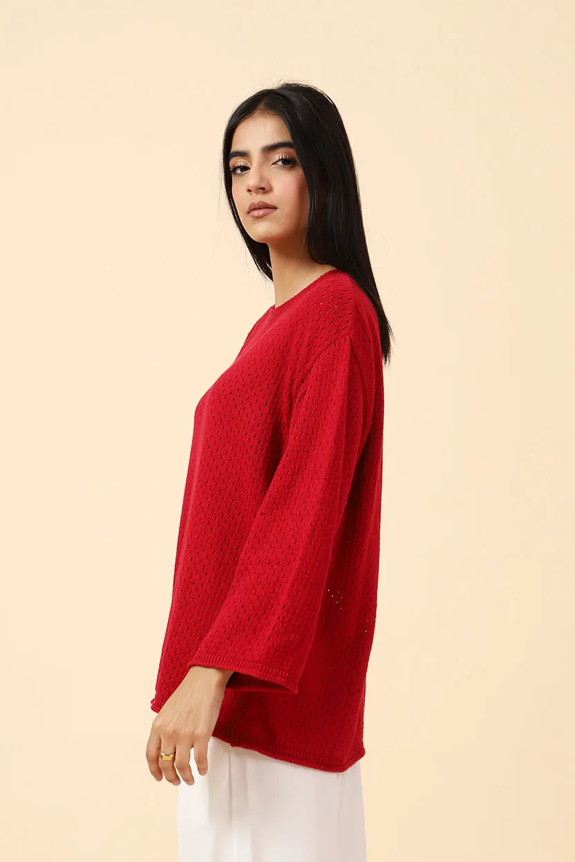 CROCHET KNIT OVERSIZED TOP