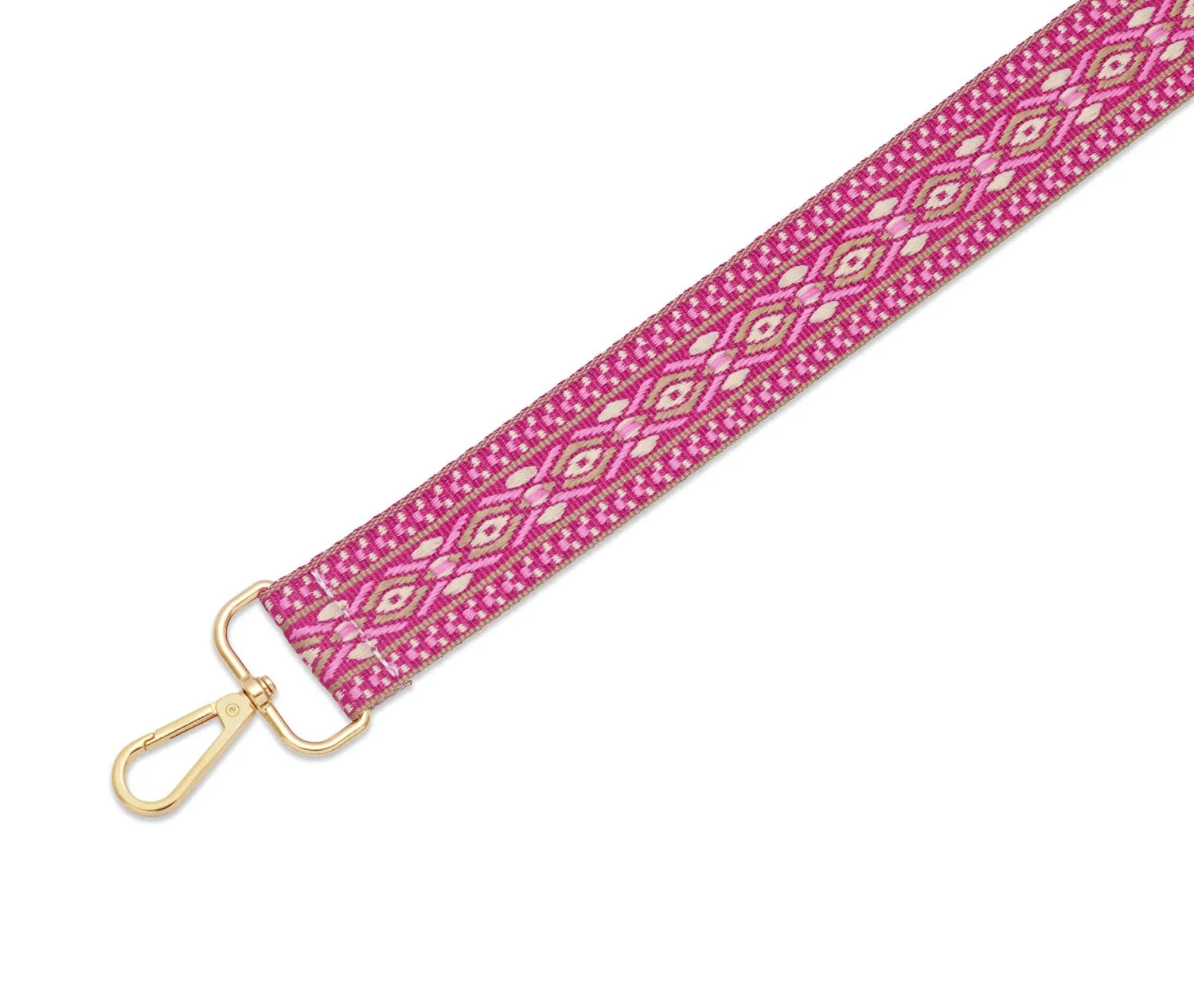 Crossbody Strap - Patterned Strap in Fuchsia Pink (Gold Hardware)