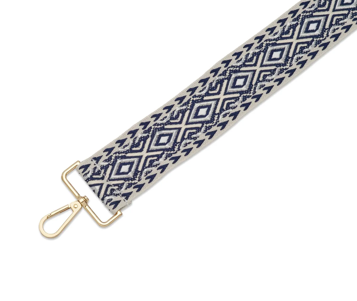 Crossbody Strap -Diamond Patterned Strap in Navy Blue (Gold Hardware)