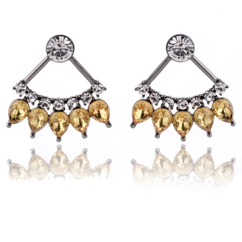 Crystal Studded Ear Jacket Style Stud - 2 Colors