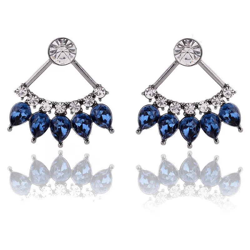 Crystal Studded Ear Jacket Style Stud - 2 Colors