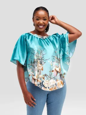 Curves BD Floral Loose Top - Blue