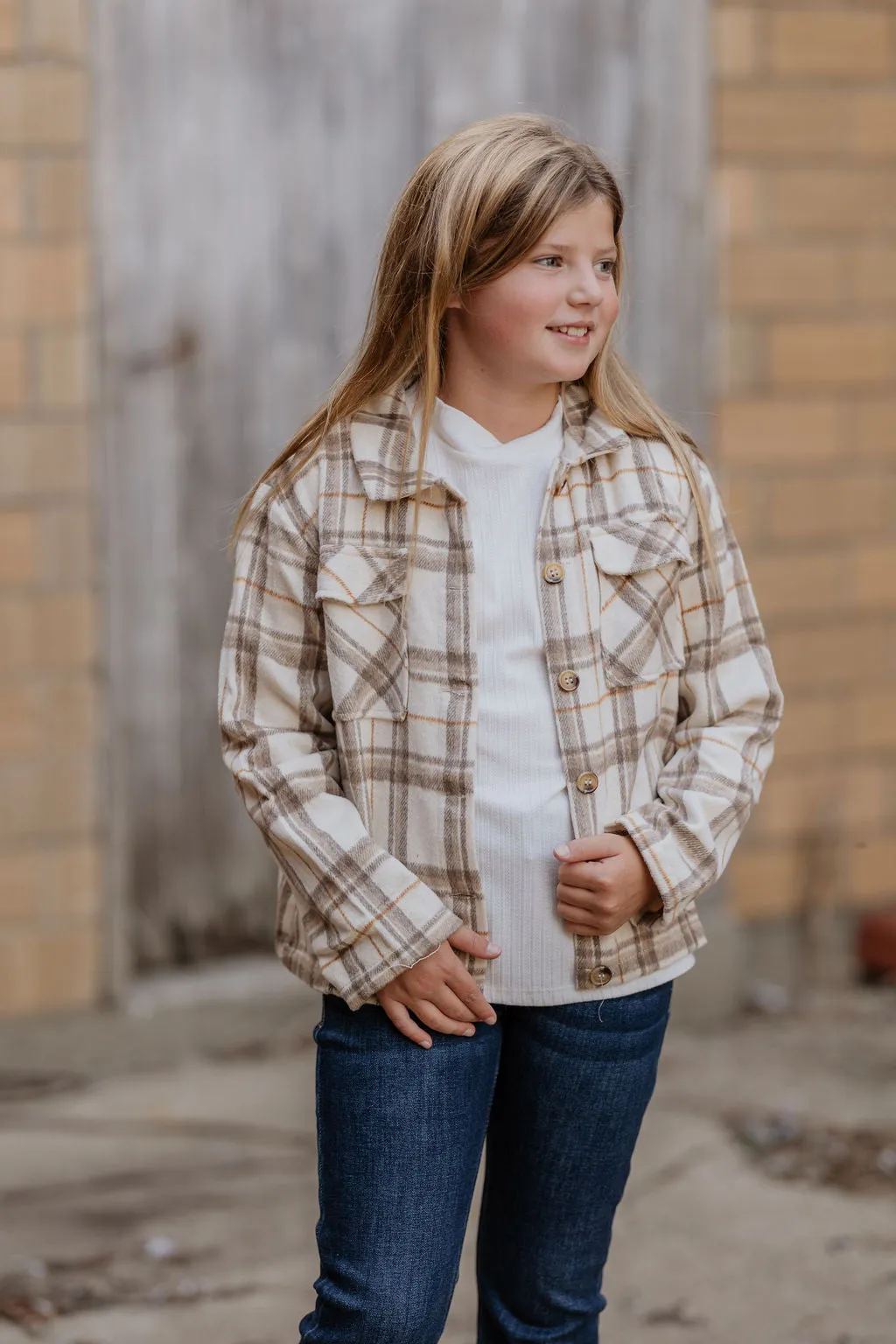 DAELYN GIRLS PLAID SHACKET