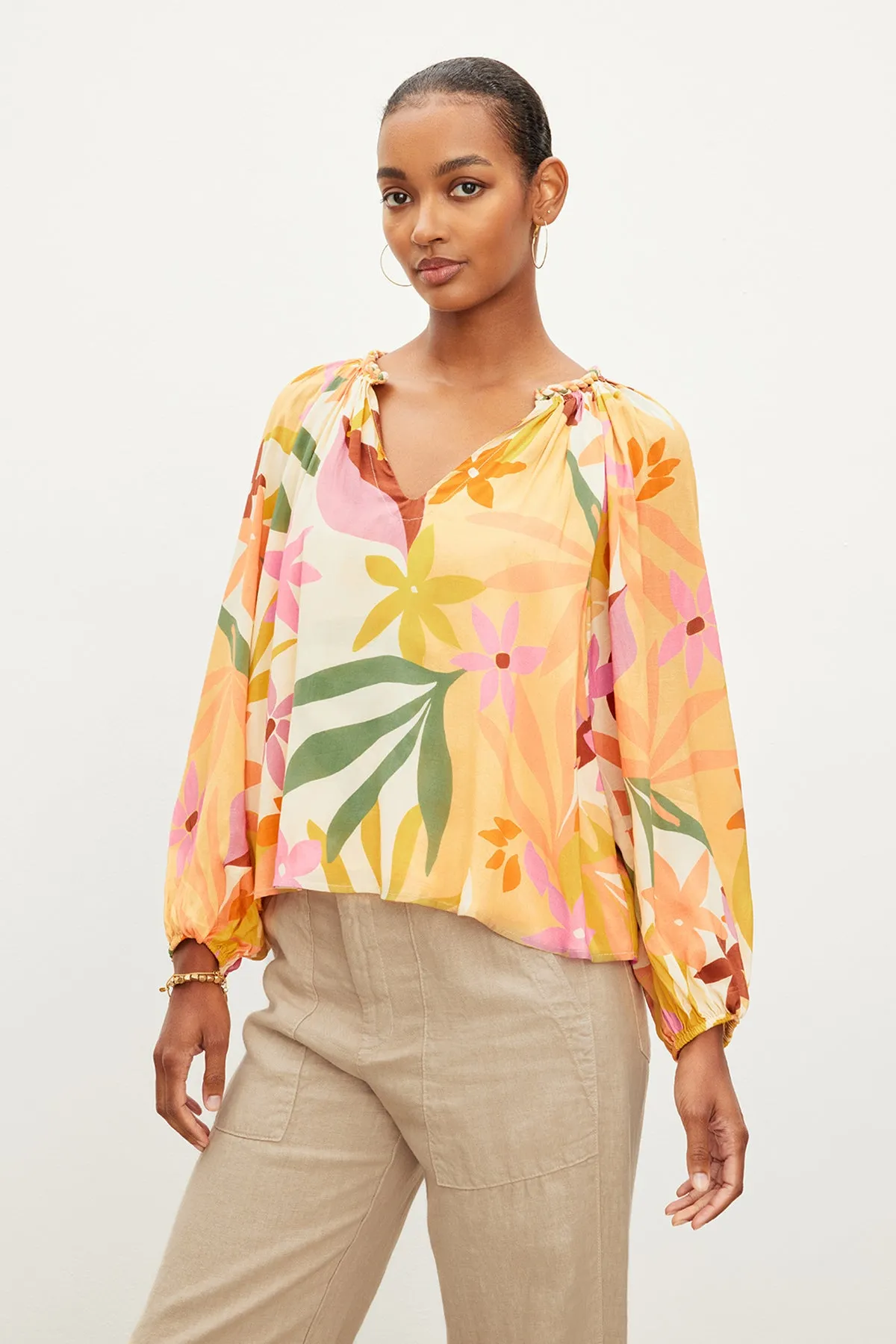 DION PRINTED BOHO TOP