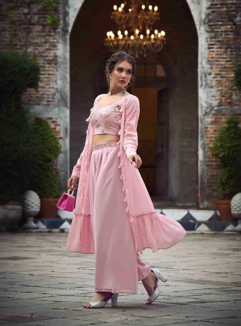 Dusty Pink Classy Indo Western With Stylish Koti