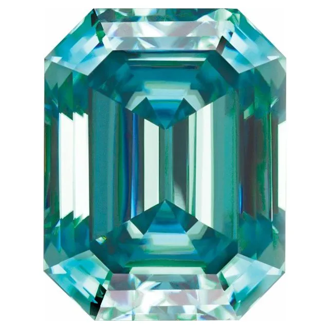 Emerald Step Cut FAB Teal Moissanite Loose Stone