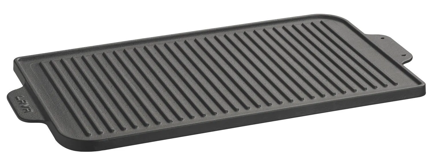 ENAMELED CAST IRON REVERSIBLE GRILL & GRIDDLE PLATE  W/ HANDLES - 26 x 47 CM / 10.2 x 18.5