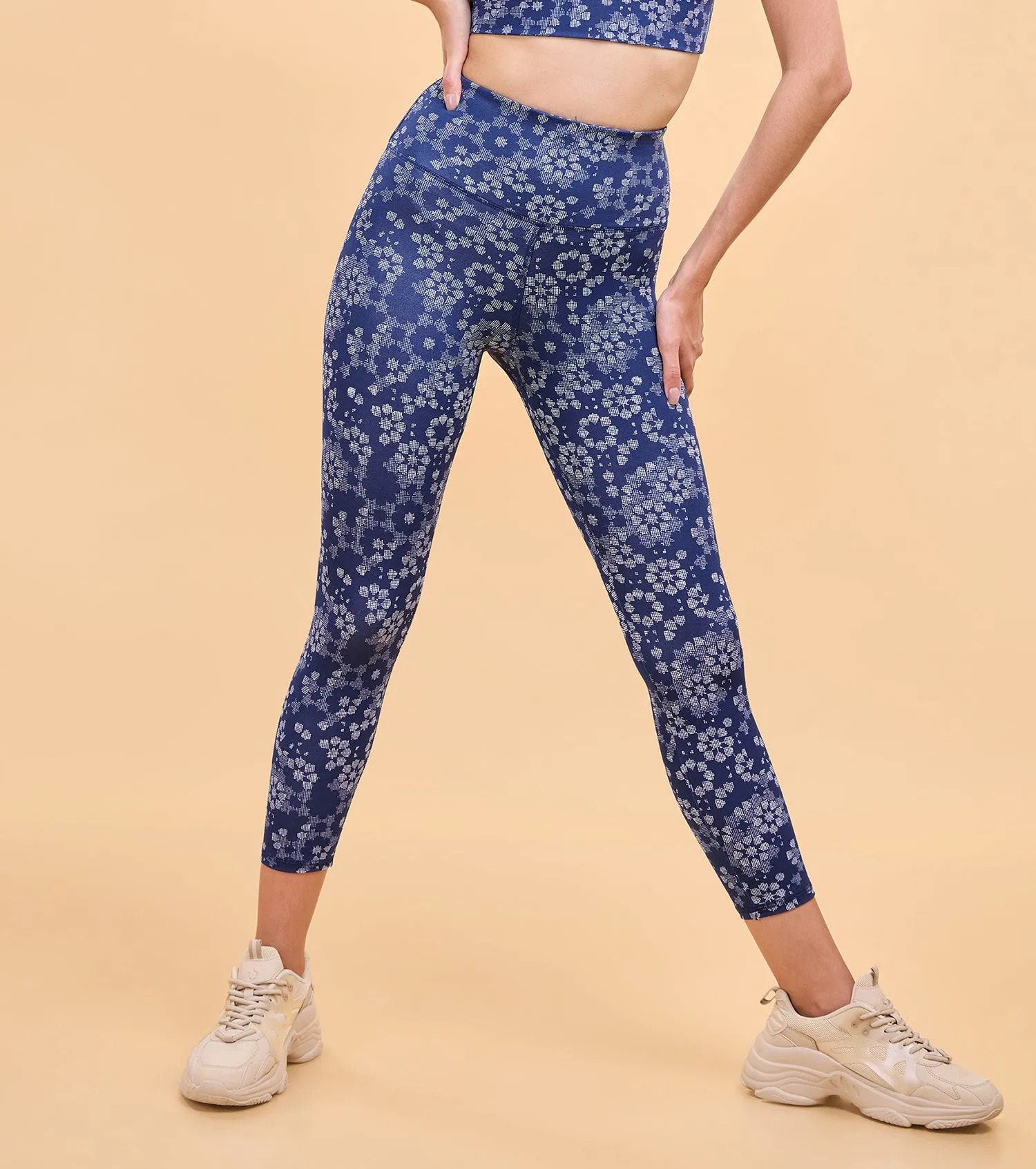 Enamor A607 Printed Legging - High-Waisted 7/8 Length Dry Fit Leggings with Stylish Prints