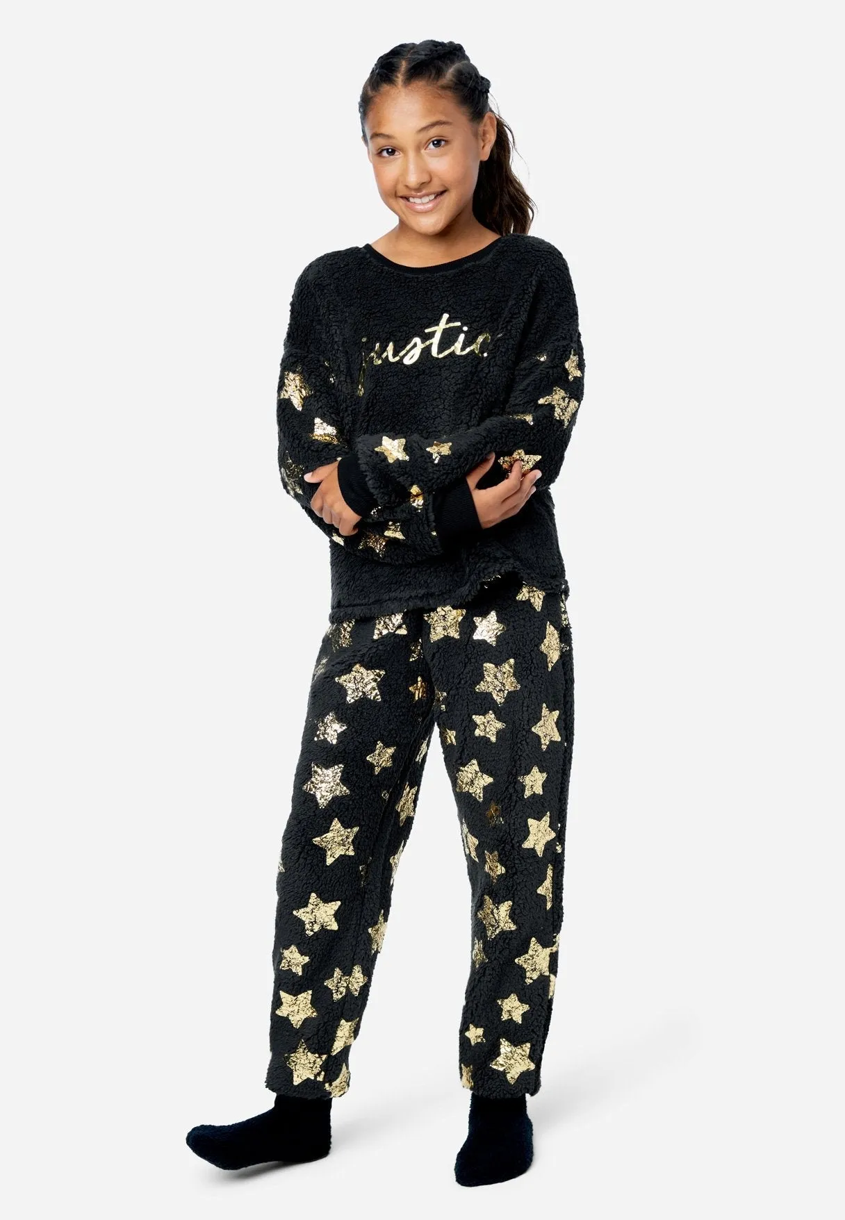 Faux Sherpa Patterned Pajama Set