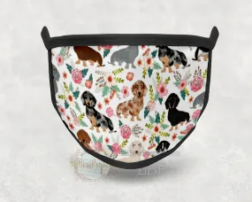 Floral dachshunds Printed Mask