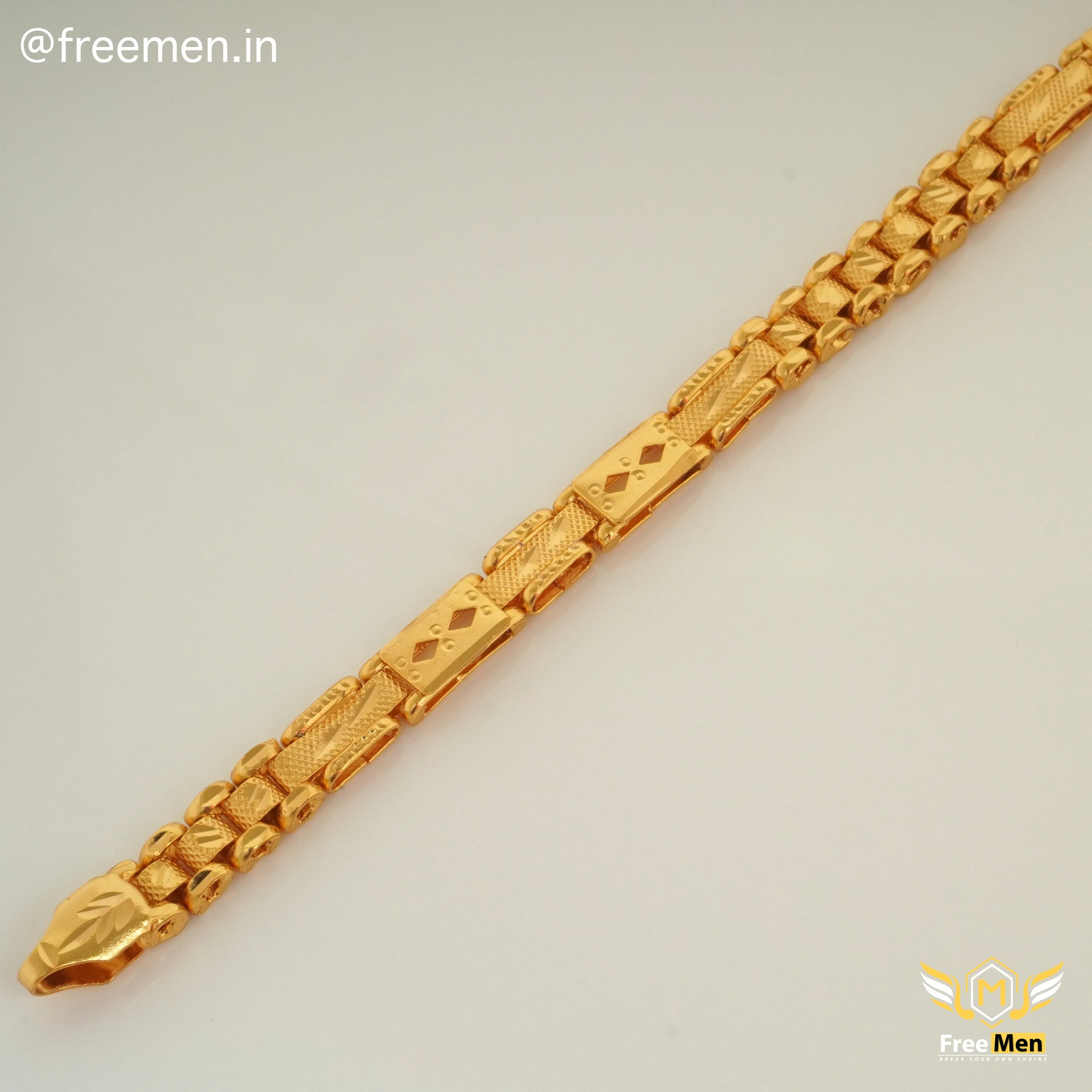 Freeman Stylish Diamond shape TBT Golden Bracelet for Men- FM411