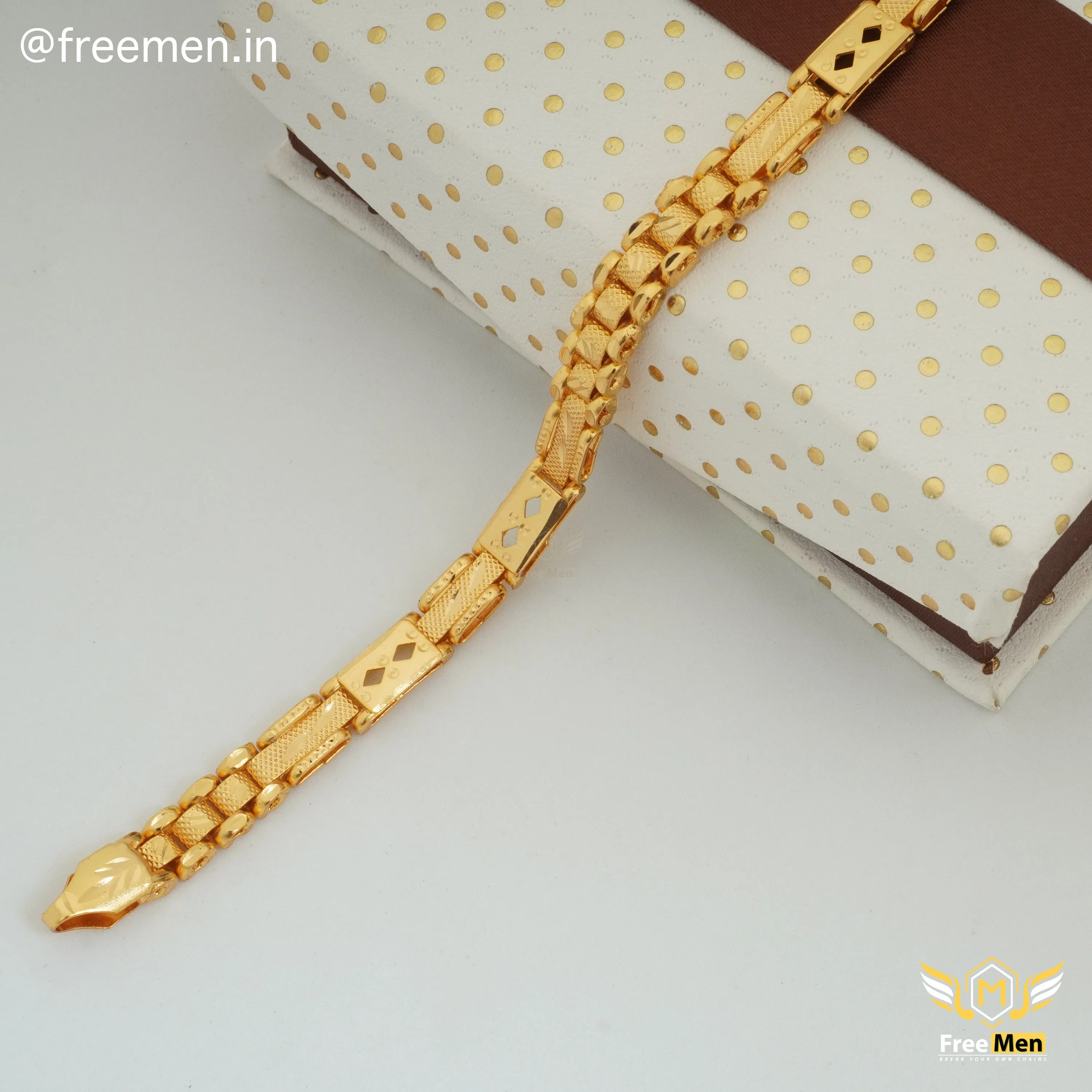 Freeman Stylish Diamond shape TBT Golden Bracelet for Men- FM411