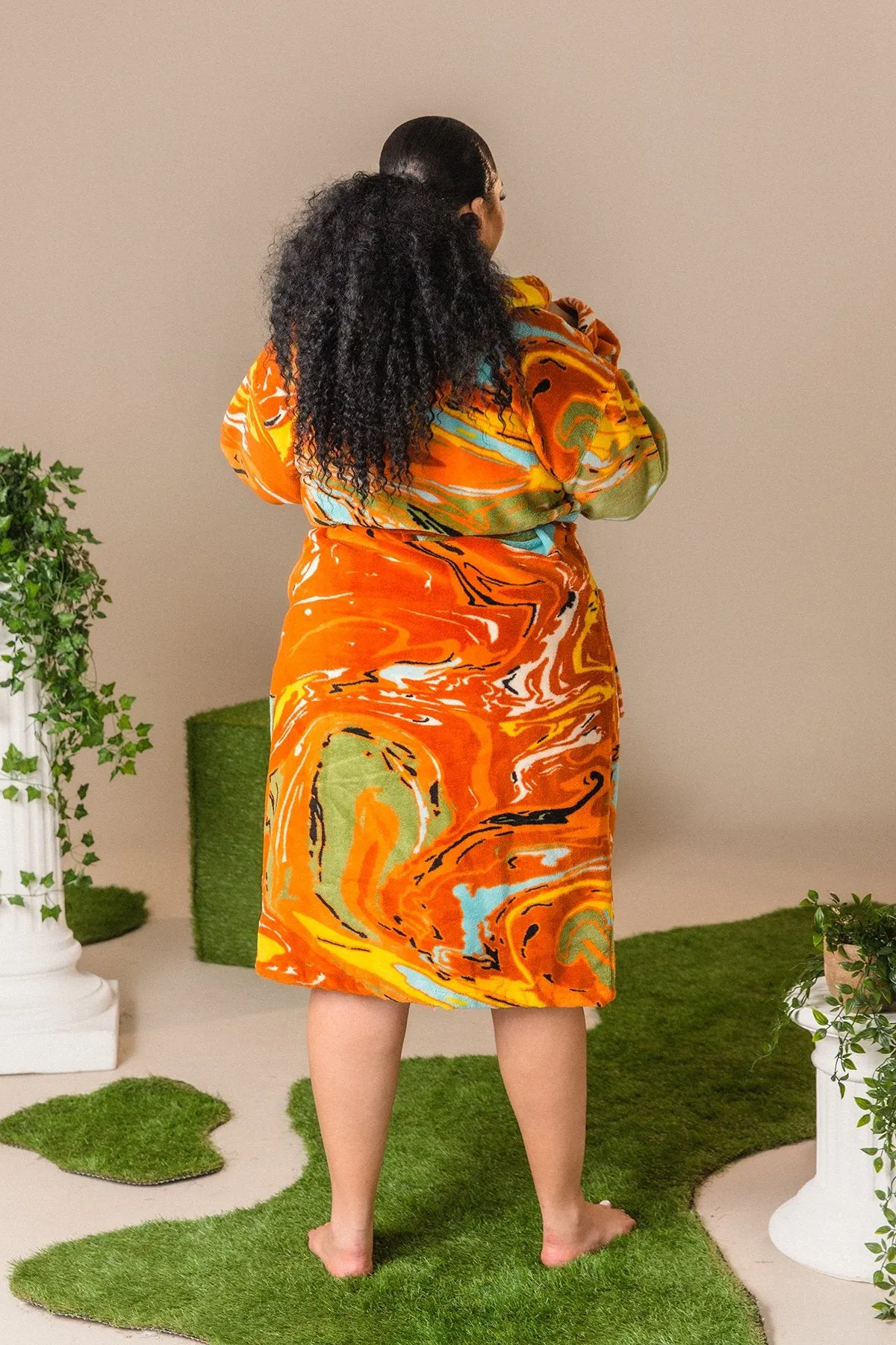 Gaia Printed Robe - Orange