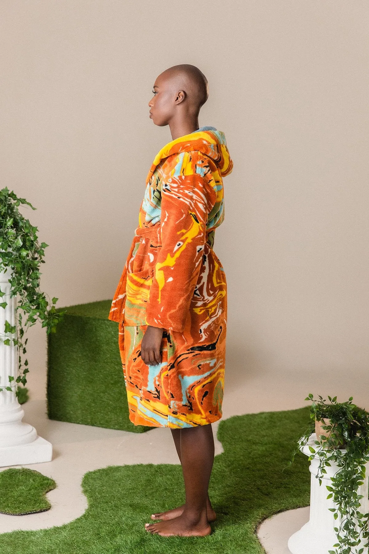 Gaia Printed Robe - Orange