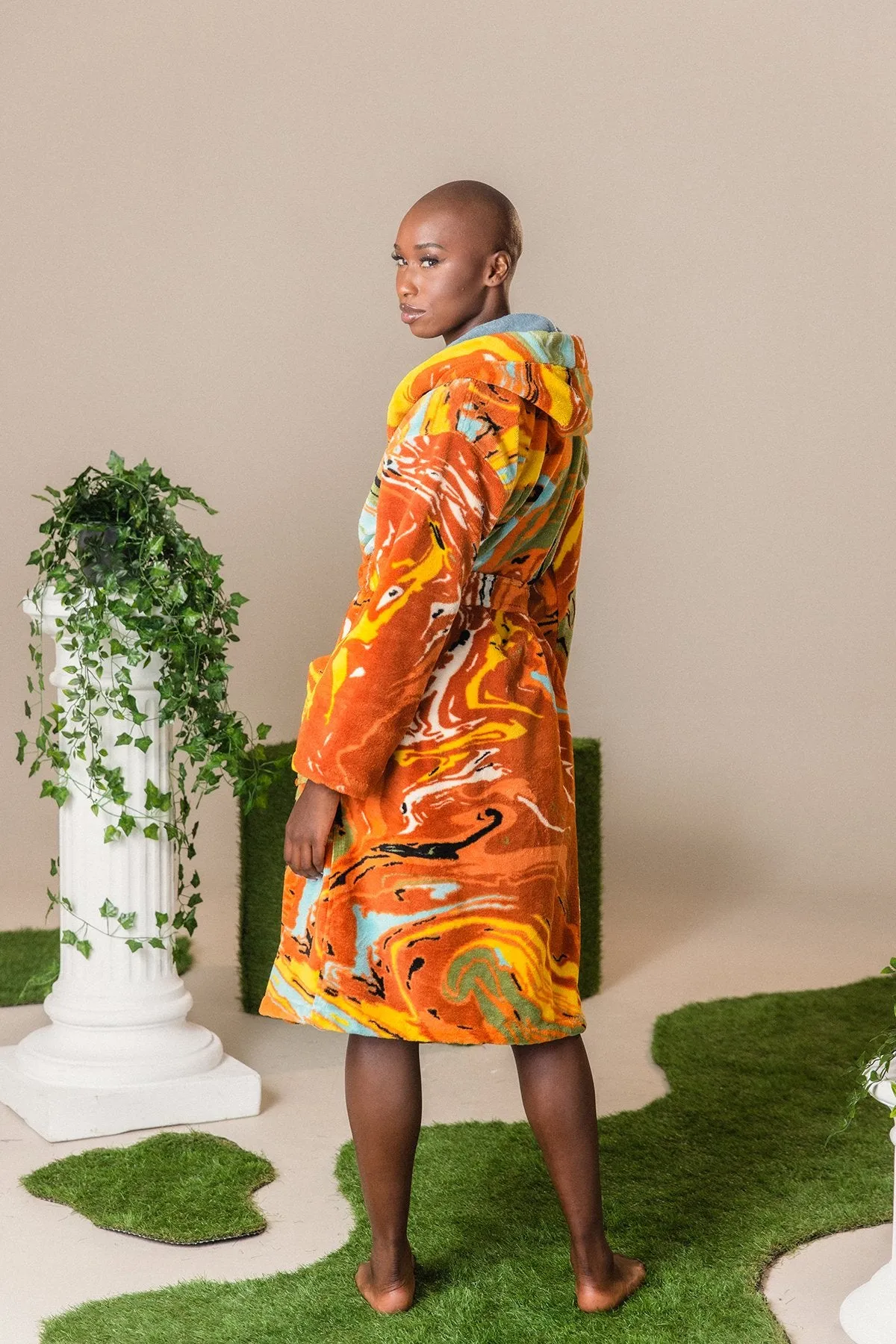 Gaia Printed Robe - Orange