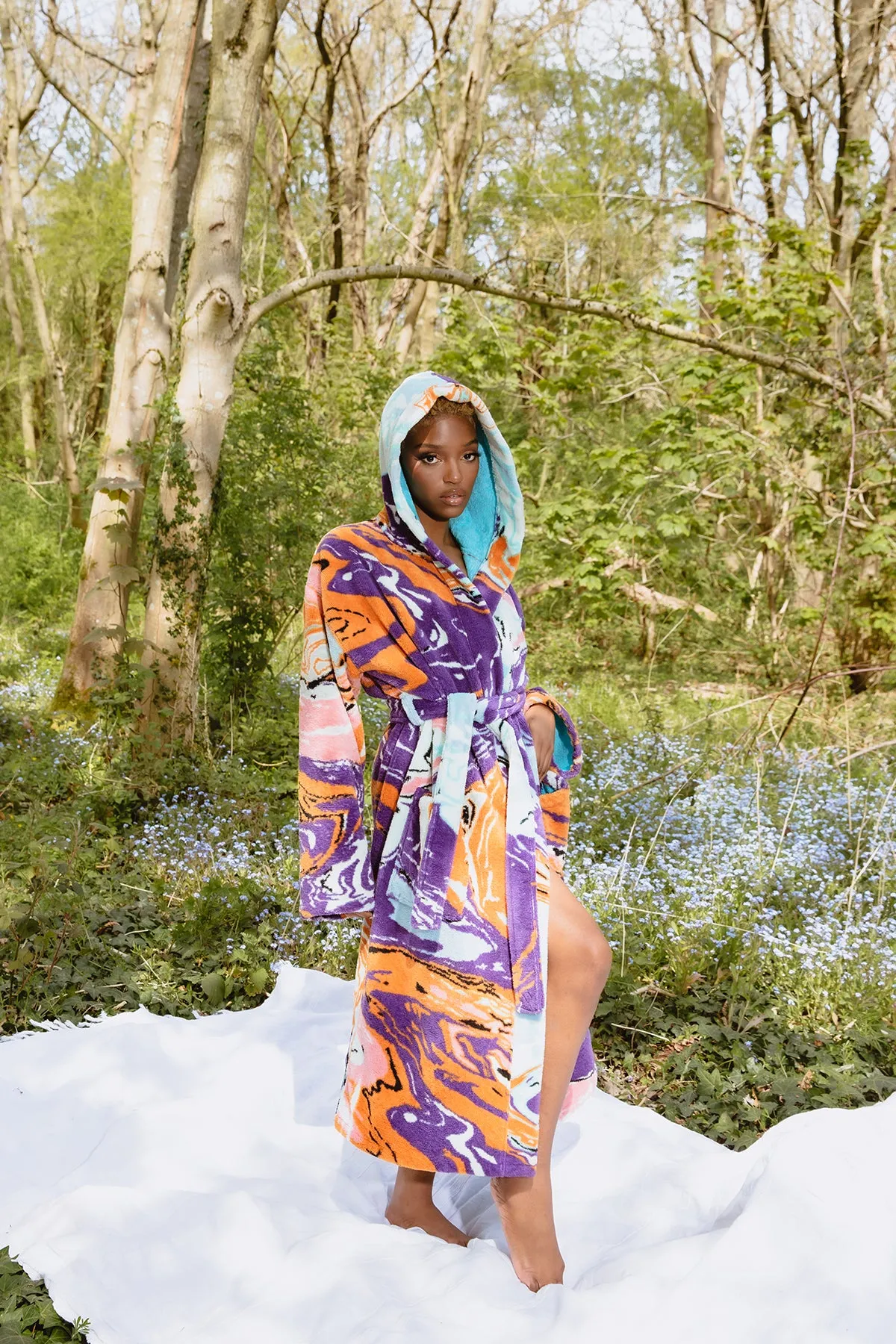 Gaia Printed Robe - Purple