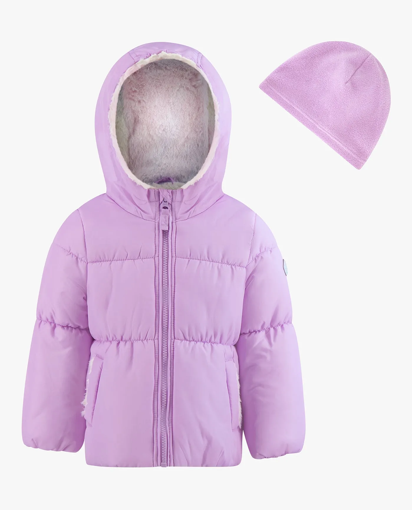 GIRLS ZIP-FRONT HOODED LOOSE FIT PUFFER