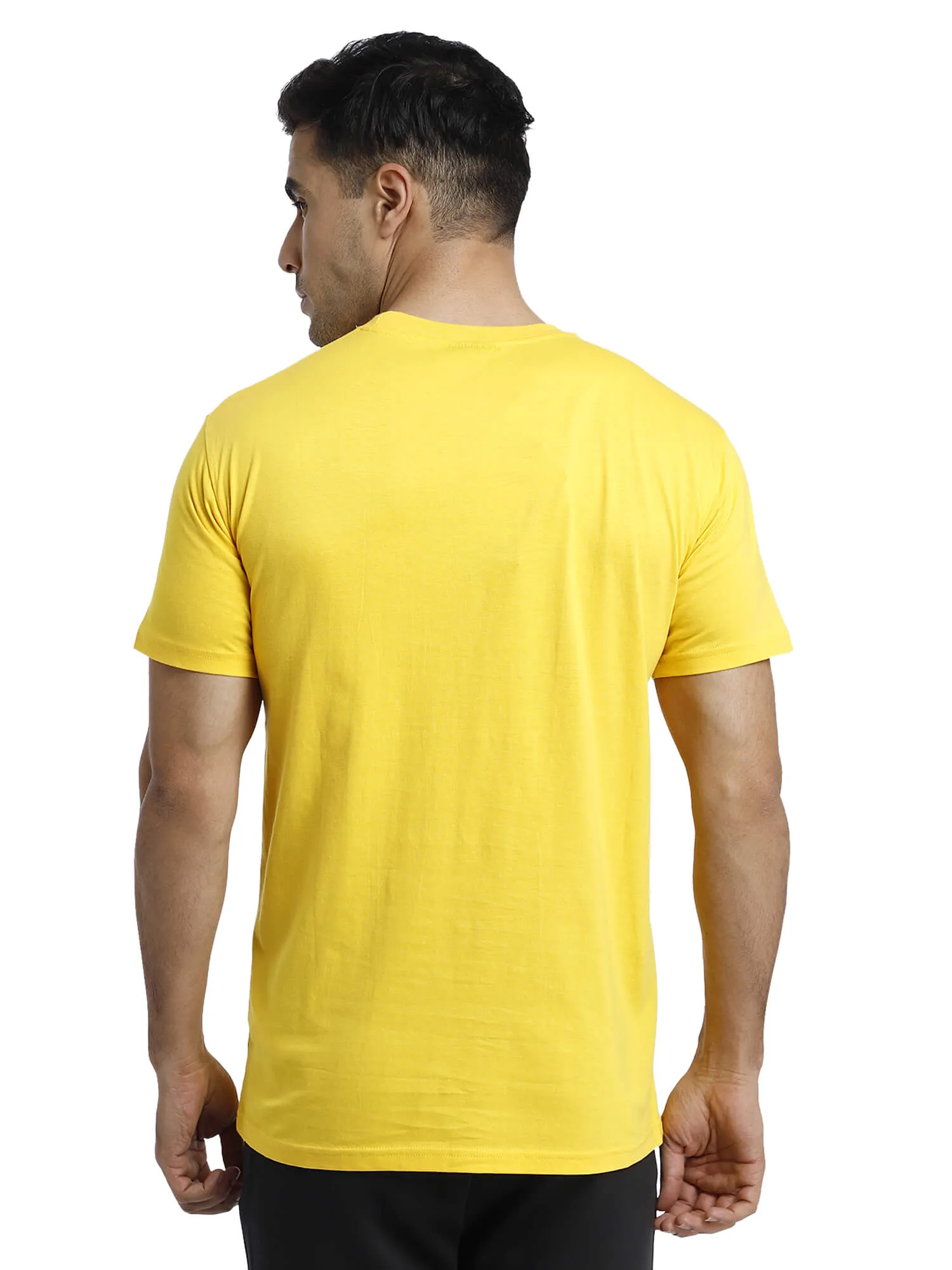 Go Men Cotton Yellow Logo T-Shirt