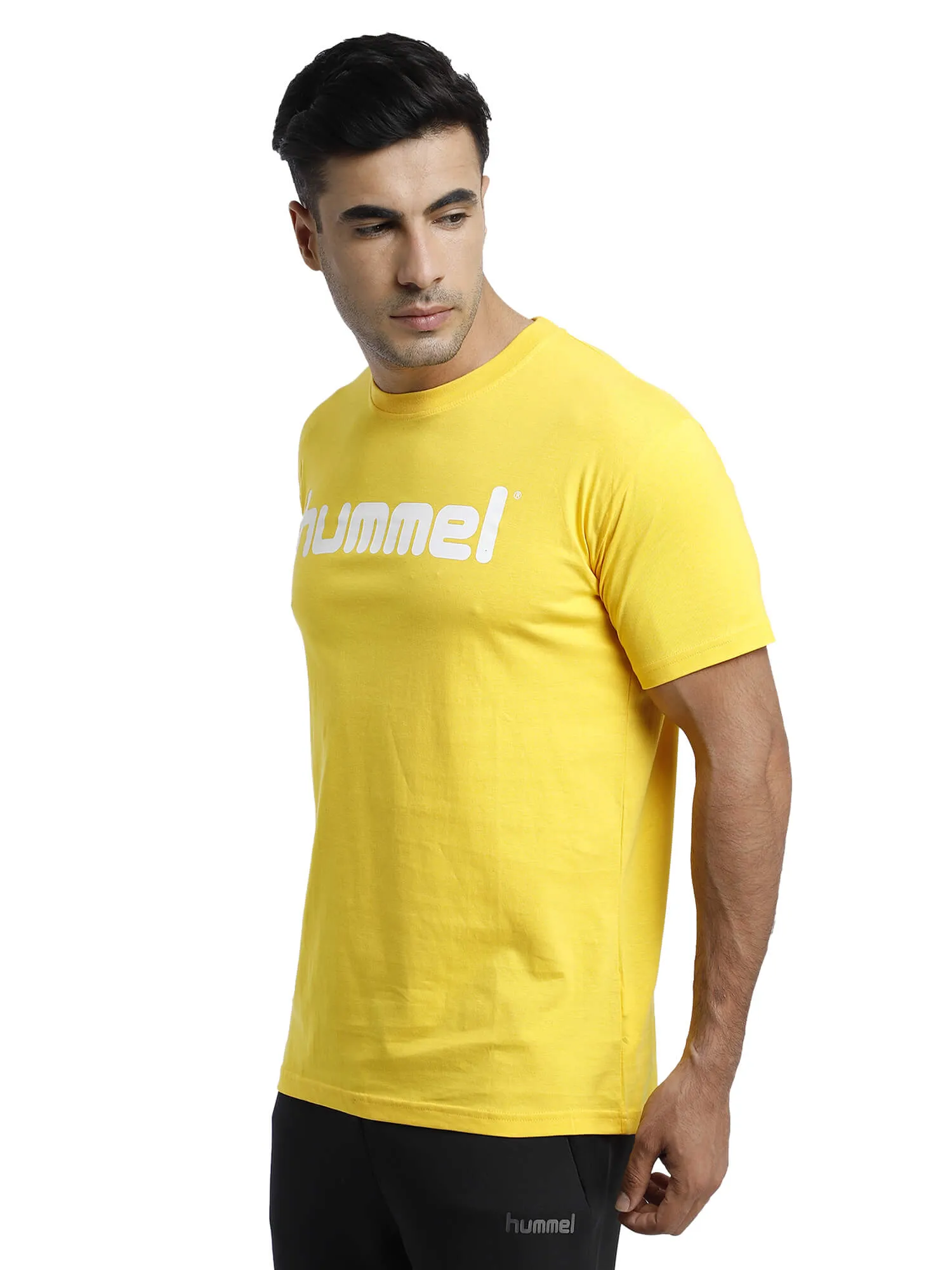 Go Men Cotton Yellow Logo T-Shirt