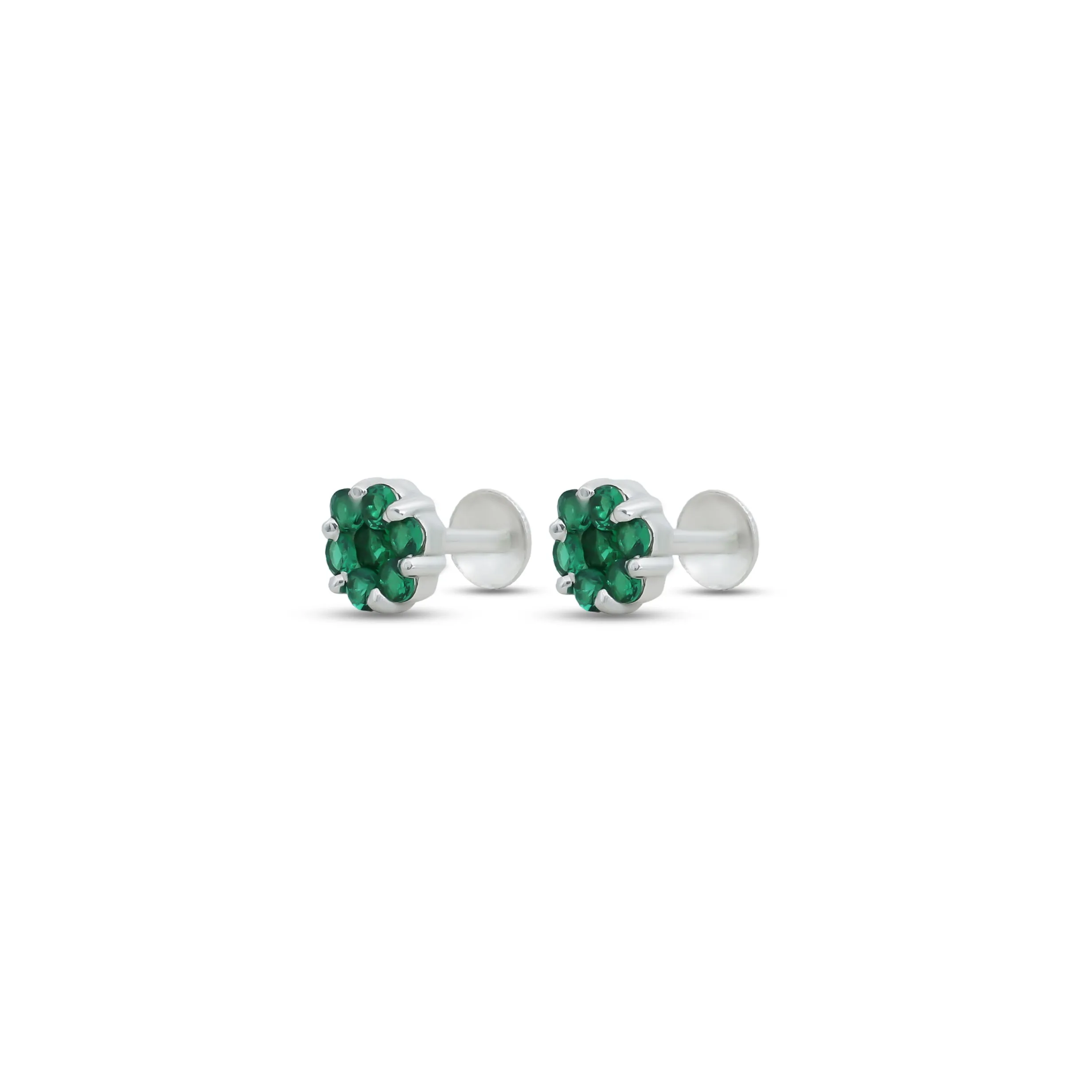 Green Gemstone Stylish Silver Earrings