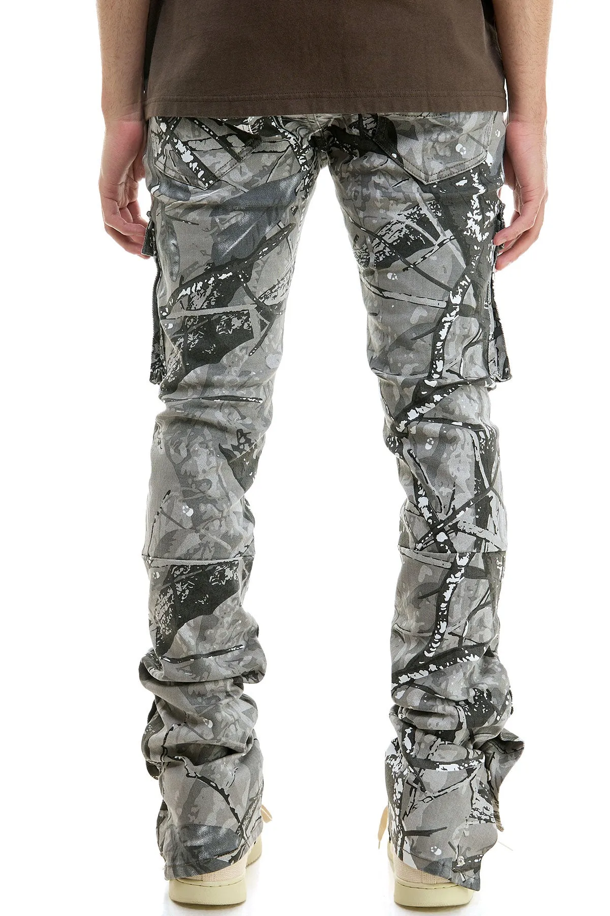 Grey Camo Skinny Flare Jeans for Men