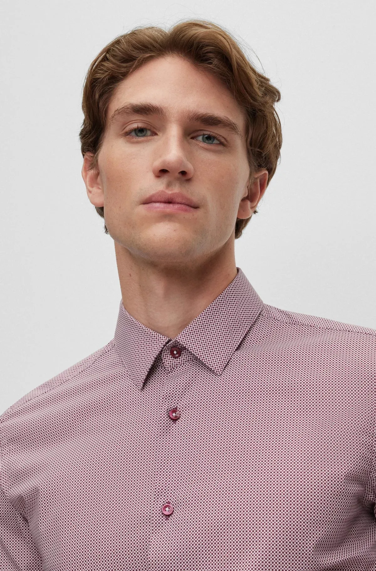 H-Hank Slim-Fit Shirt in Patterned Stretch Cotton 50502751