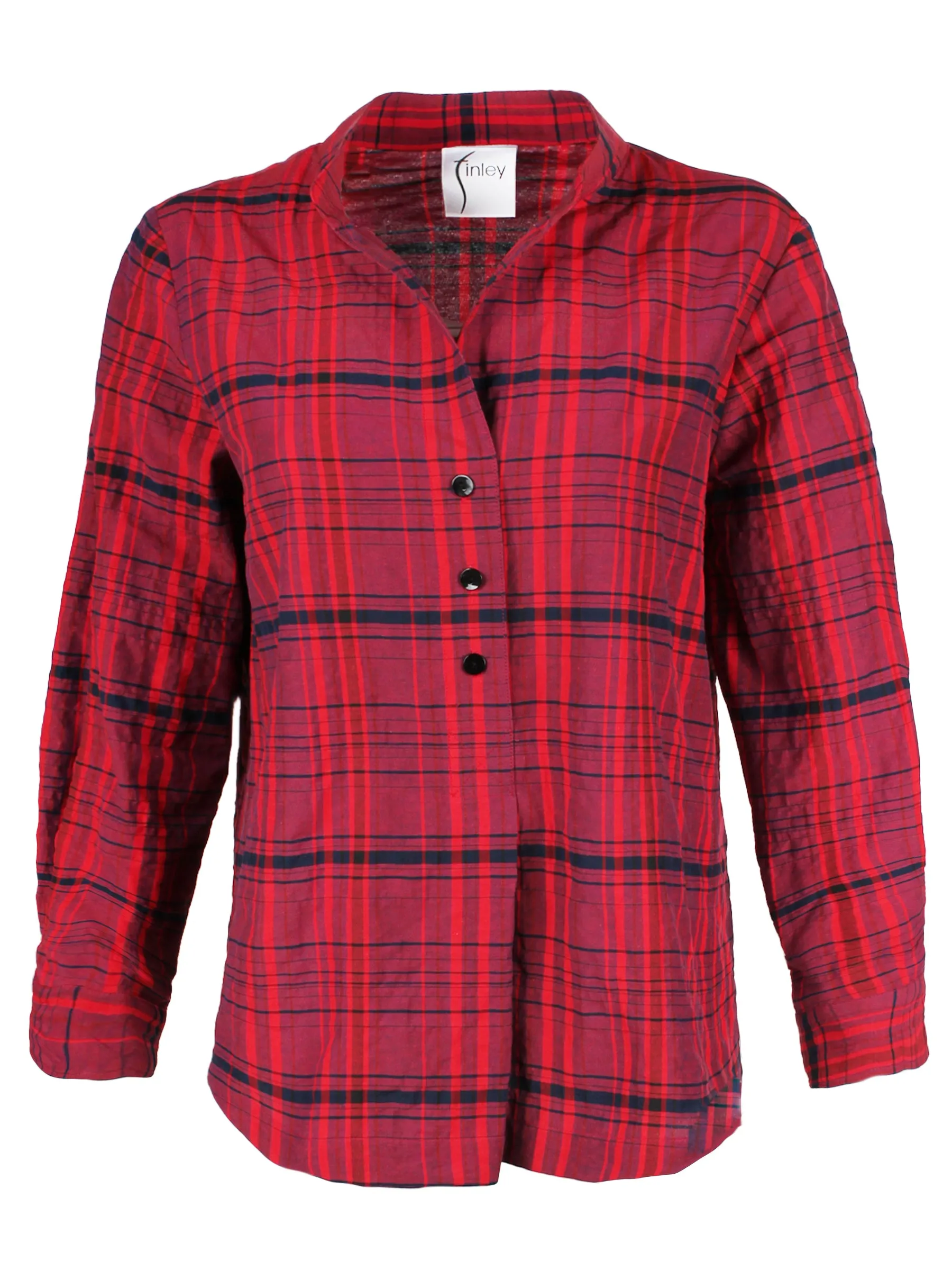 Henri Cranberry Christmas Plaid Blouse