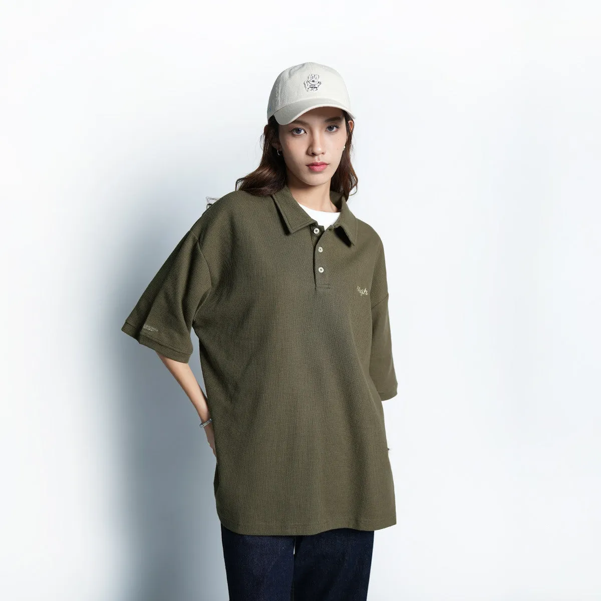 High Cultured Waffle Loose Polo Tee - 142