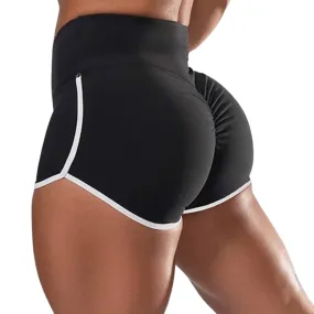 High Waist Scrunch Plain Stripes Gym Shorts