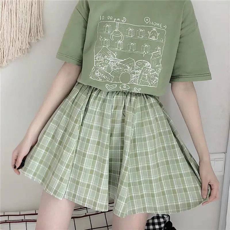 JAPANESE PREPPY STYLE PLAID SKIRT BY61050