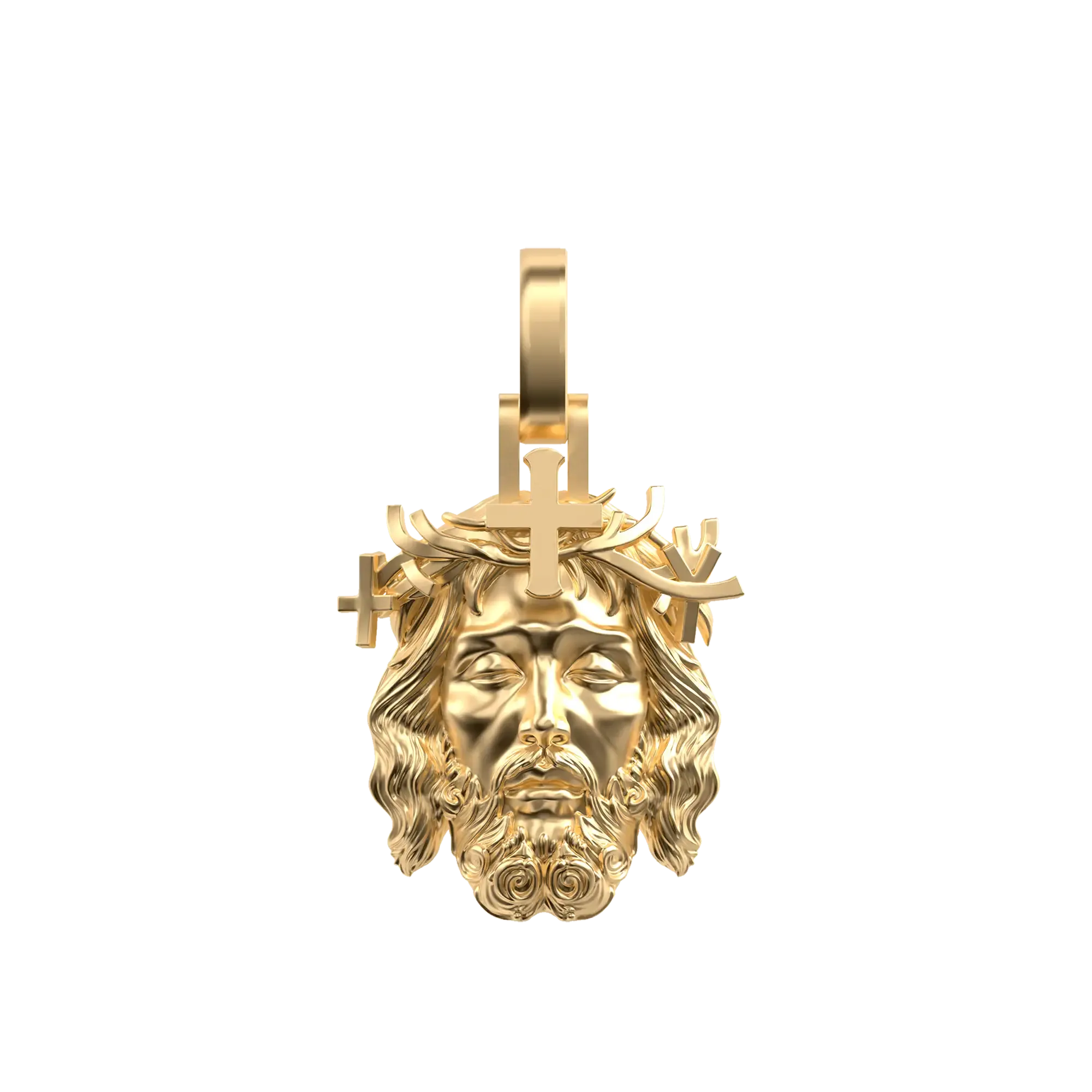 Jesus Piece Plain Gold Pendant - Micro