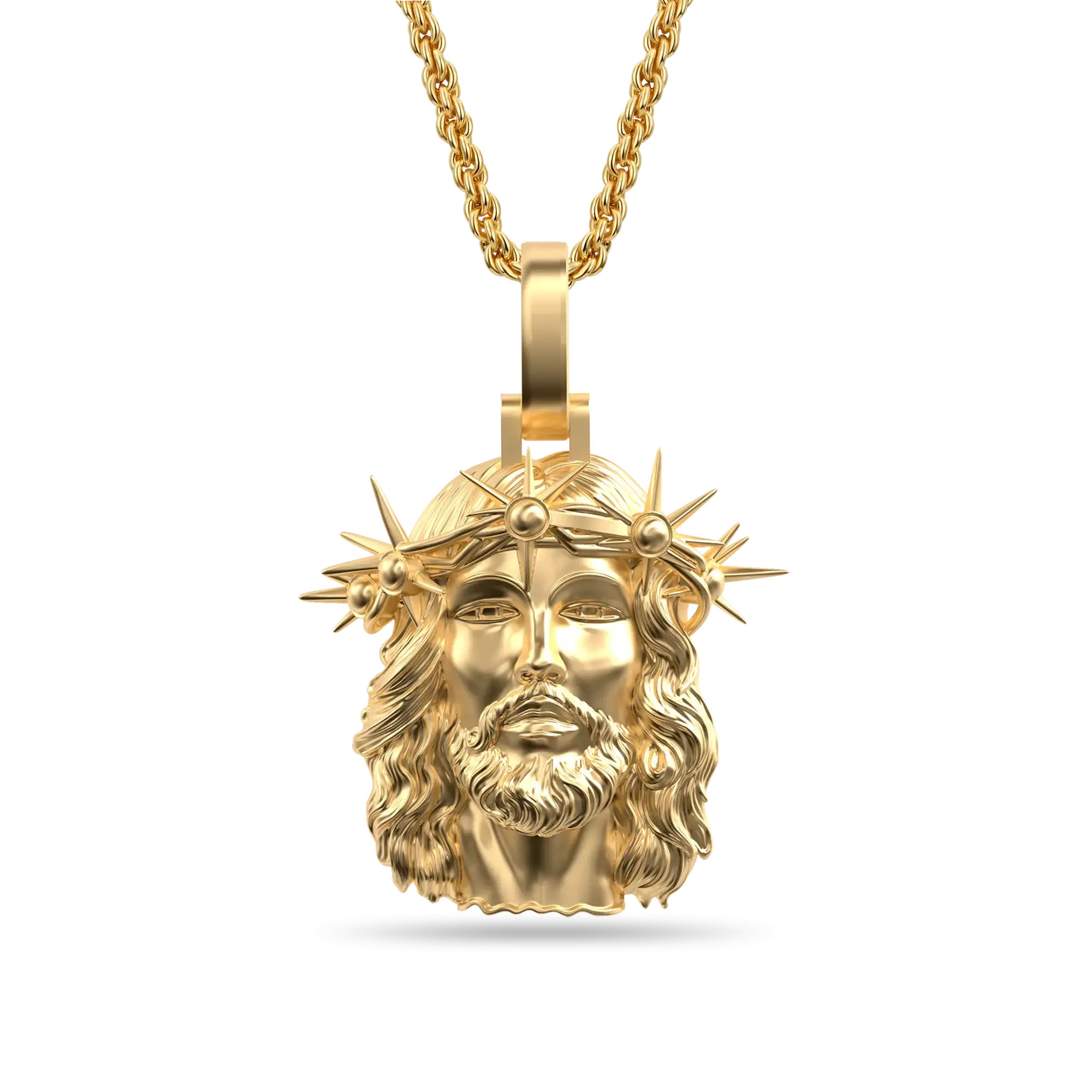 Jesus Piece Plain Gold Pendant - Micro