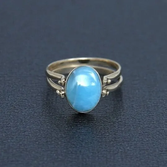 Larimar Amber Reversible Ring, 14K Gold