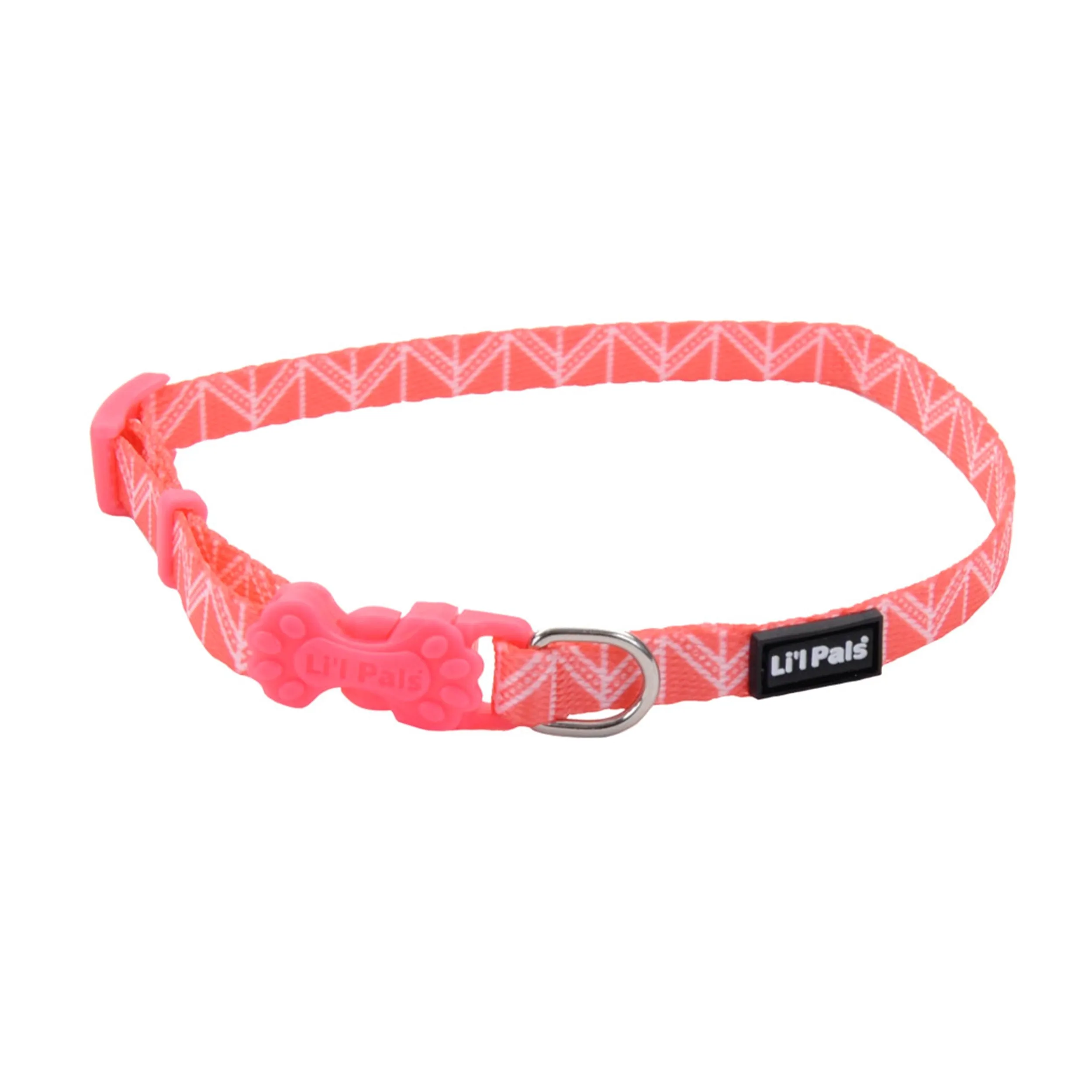 Li'l Pals Adjustable Patterned Dog Collar, Pink Chevron, Petite X-Small