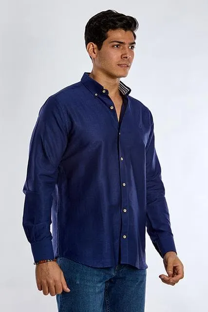 Long Sleeve Plain Shirt - NAVY