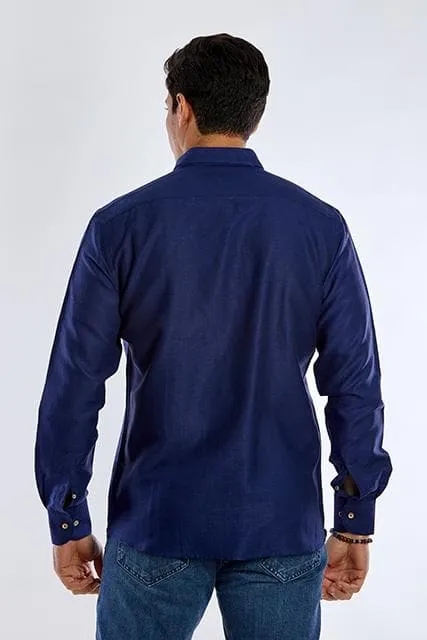 Long Sleeve Plain Shirt - NAVY