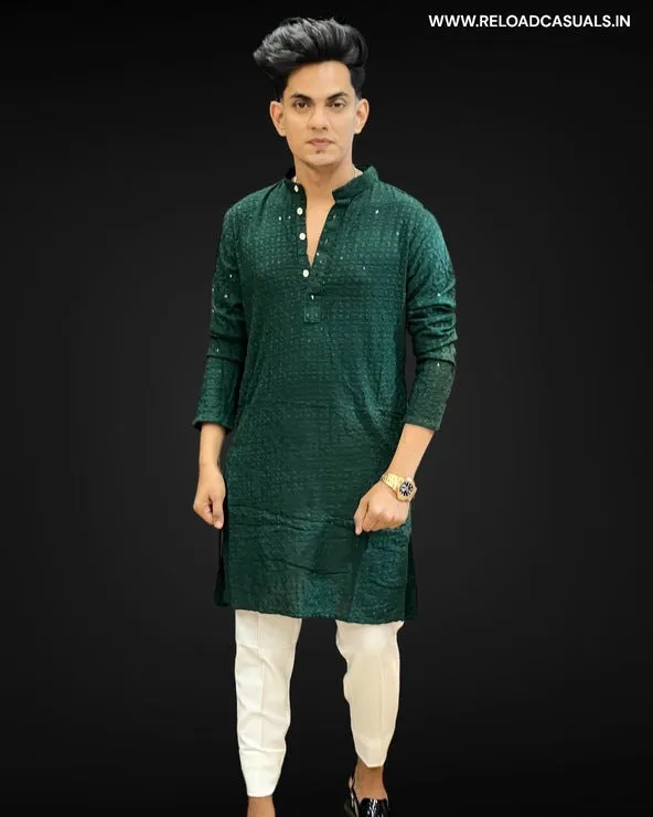 Lucknowi Kurta & Plain Pant - Combo