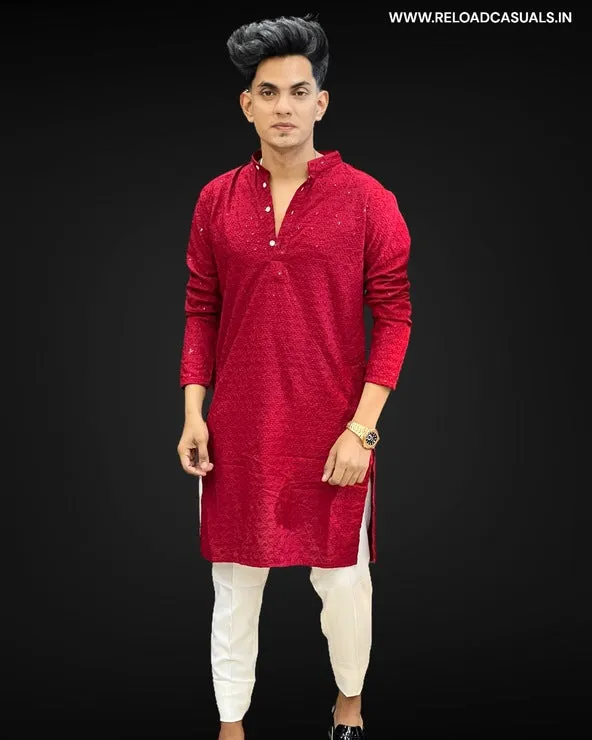 Lucknowi Kurta & Plain Pant - Combo