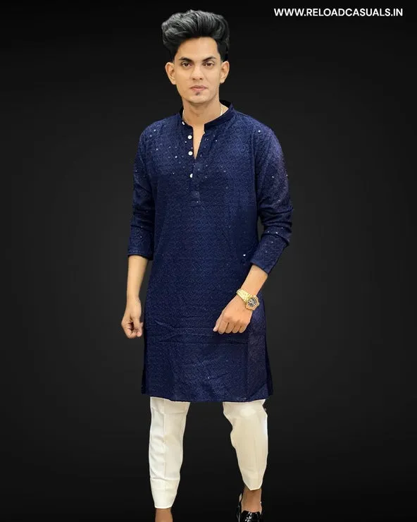 Lucknowi Kurta & Plain Pant - Combo