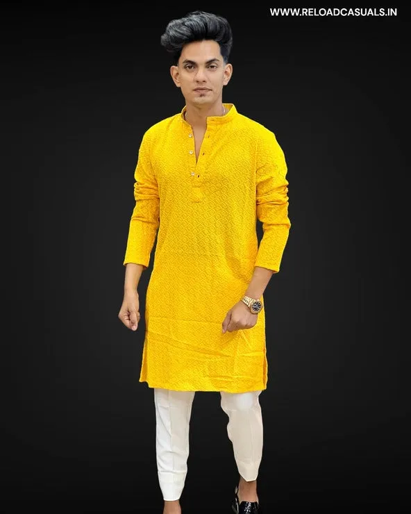 Lucknowi Kurta & Plain Pant - Combo