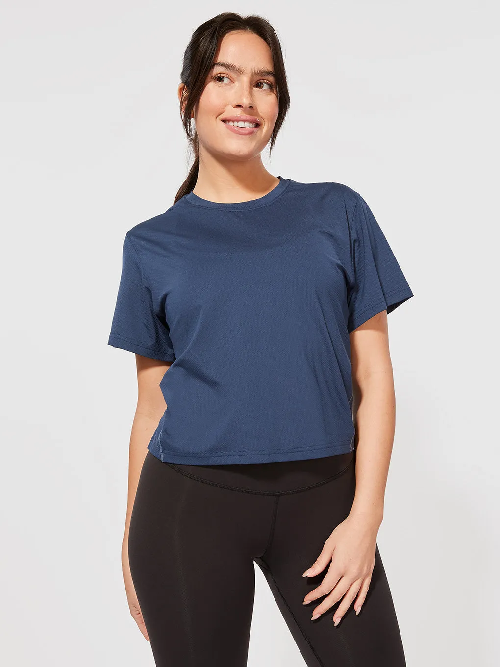 LULULEMON X BARRY'S BLUE VENTILATED OPEN-BACK TEE