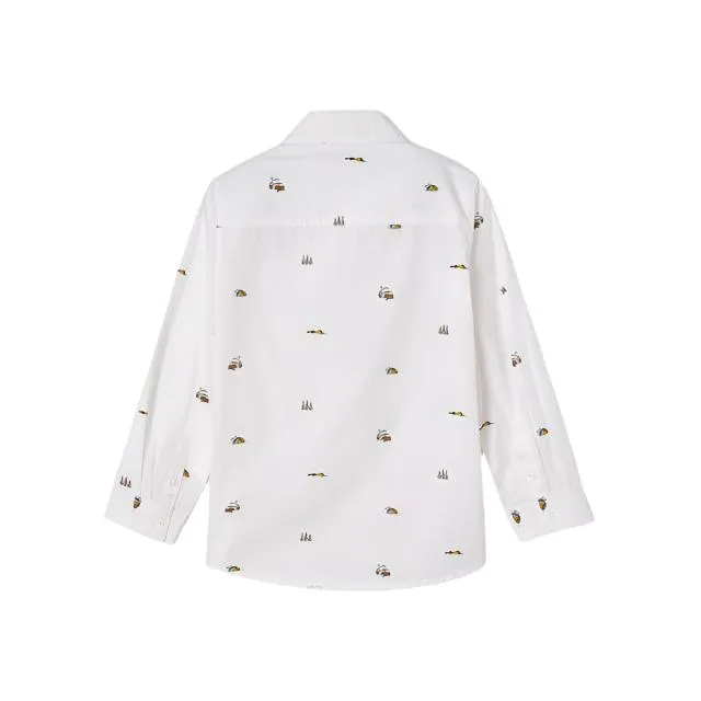 Mayoral Mini L/S Patterned Dress Shirt _White 4186-48