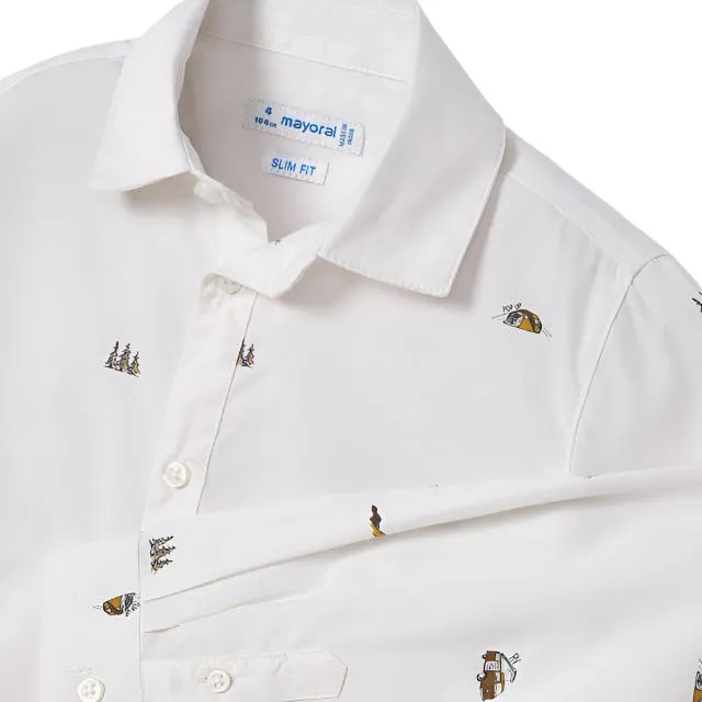 Mayoral Mini L/S Patterned Dress Shirt _White 4186-48