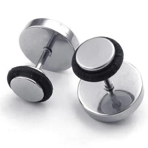 Men Stainless Steel Stud Earrings, Black