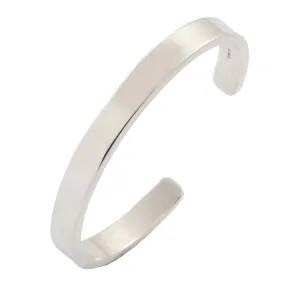 Mens Silver Heavy Plain 8mm Cuff Bangle