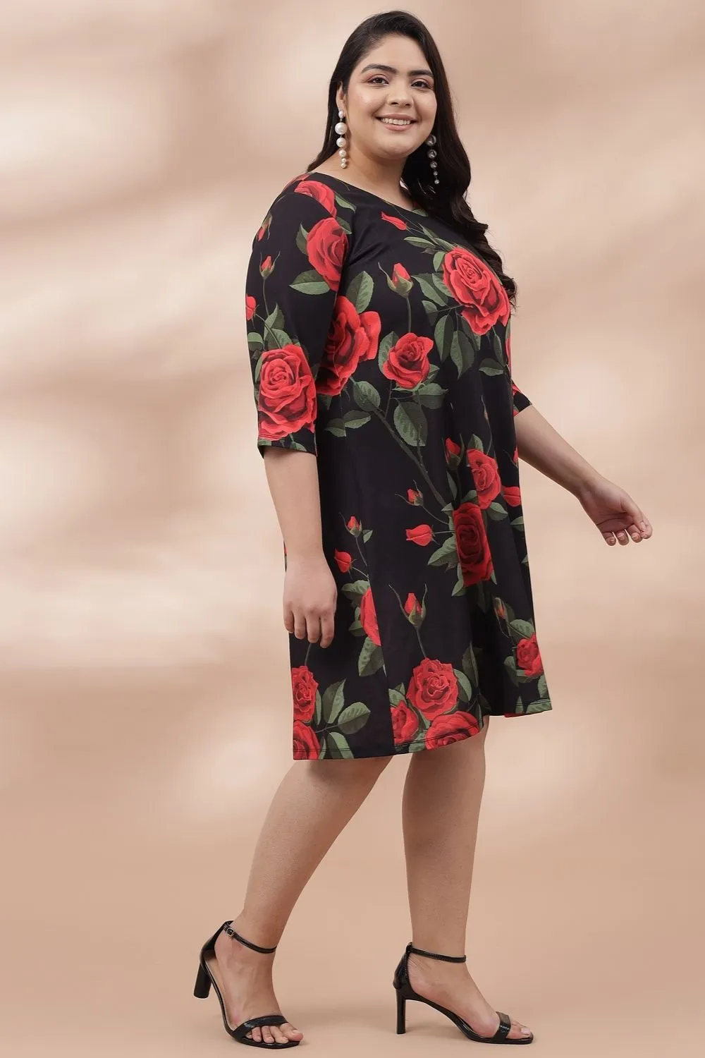 Midnight Roses Printed Dress