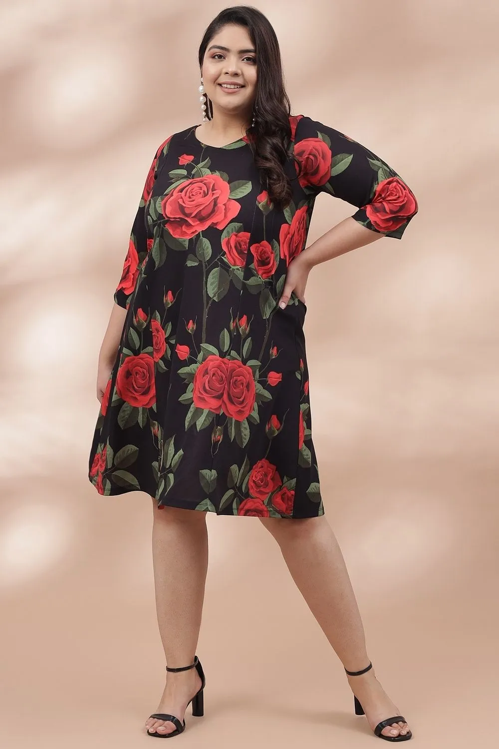 Midnight Roses Printed Dress