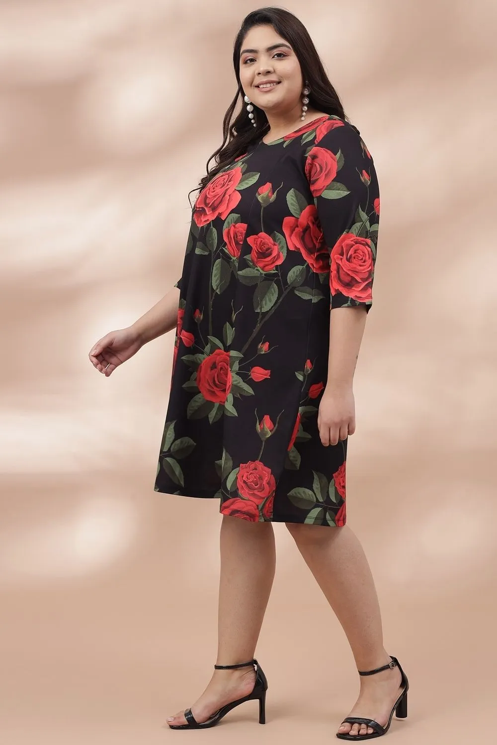 Midnight Roses Printed Dress