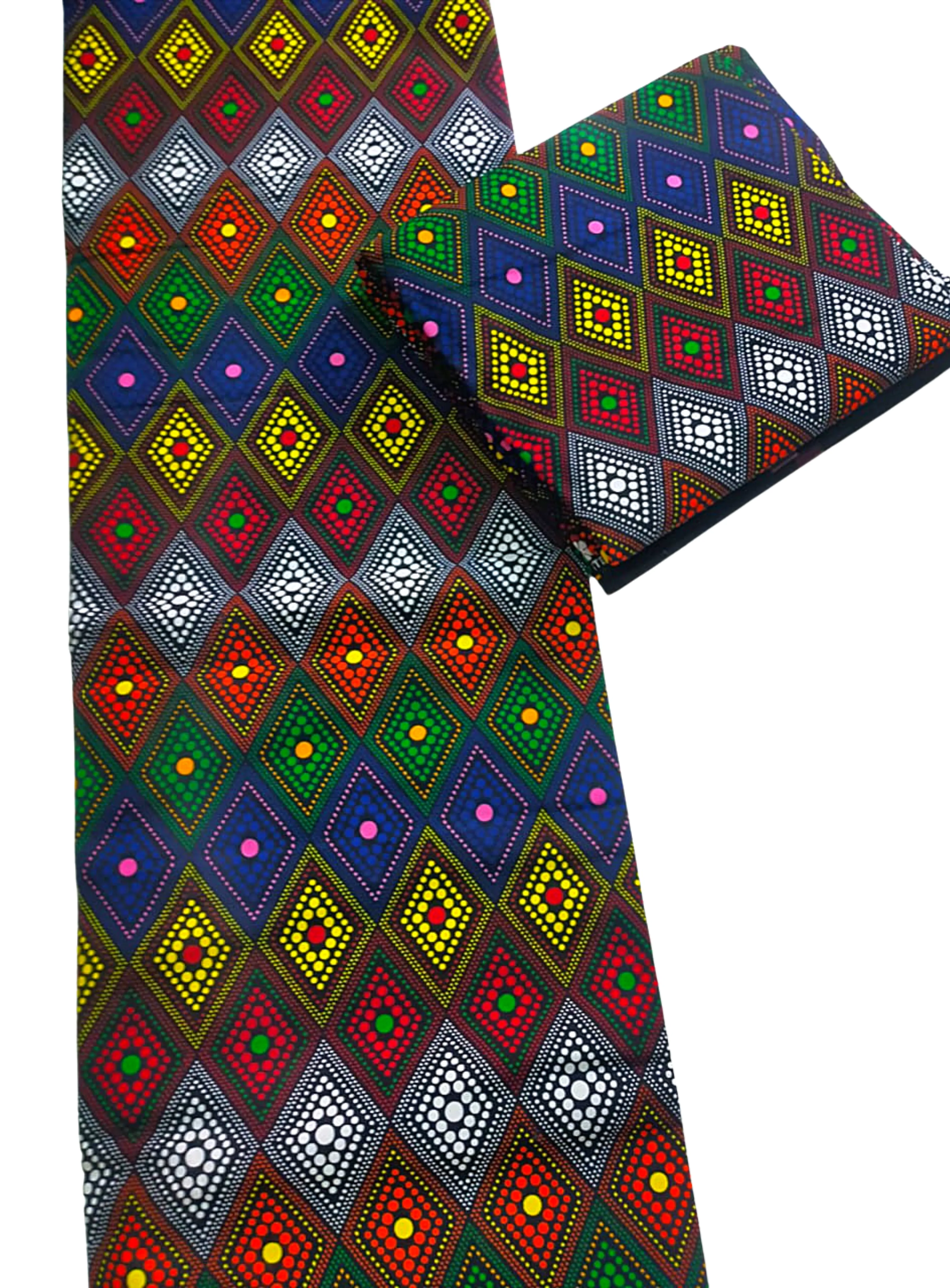 Multi-colored Diamond Patterned African Print - CA321